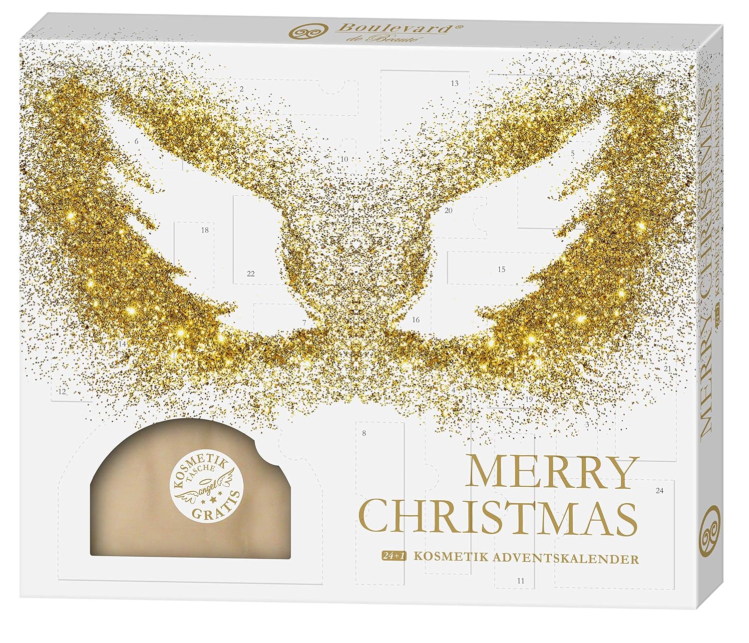Angelic Beauty Make-Up Calendar 24 + 1 Beauty Advent Calendar with Extra Cosmetic Bag as a Gift 650 g