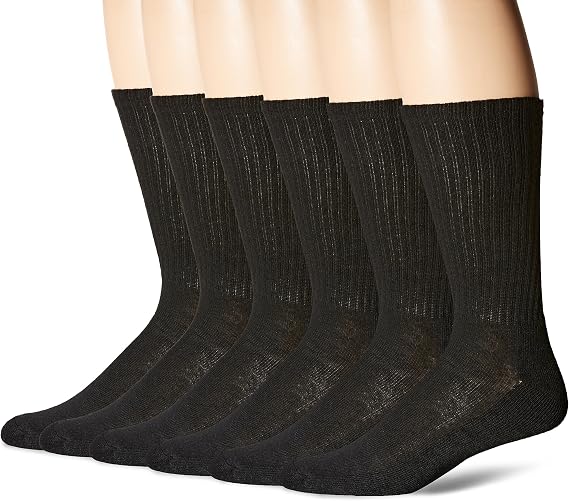 Hanes Men's ComfortBlend 6-Pack Cushioned Casual Solid Crew Socks