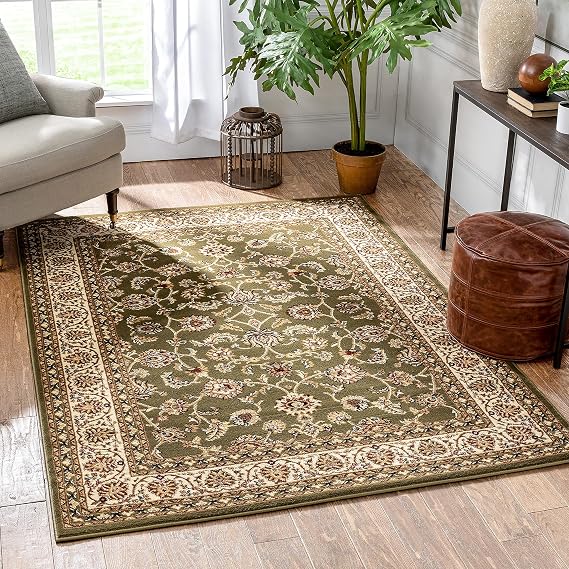 Well Woven Barclay Sarouk Green Traditional Area Rug 5'3" X 7'3"
