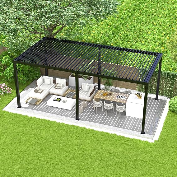 8640E Louver Pergola 10x19FT Aluminum e Steel Louvers