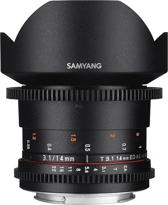 Samyang SYDS14M VDSLR II 14mm T3.1 Wide-Angle Cine Lens, Sony Alpha | Manual focus cine lens delivers smooth focus control and cinematic image quality for professional video production.
