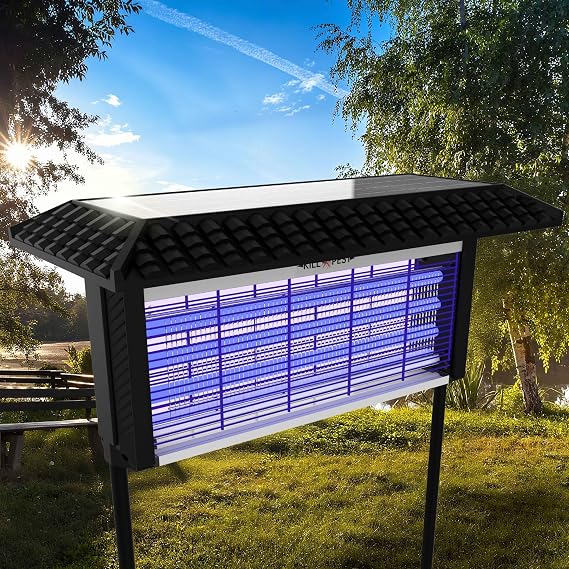 Solar Powered Bug Zapper Outdoor, 4500V Mosquito Trap with 45W Solar Panel, Fly Trap & Mosquito Killer, 8000mAh Battery, IPX5 Waterproof, Covers