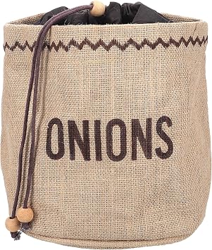 KitchenCraft Natural Elements Onion Bag with Blackout Lining, Hessian, Brown, 2 x 2cm